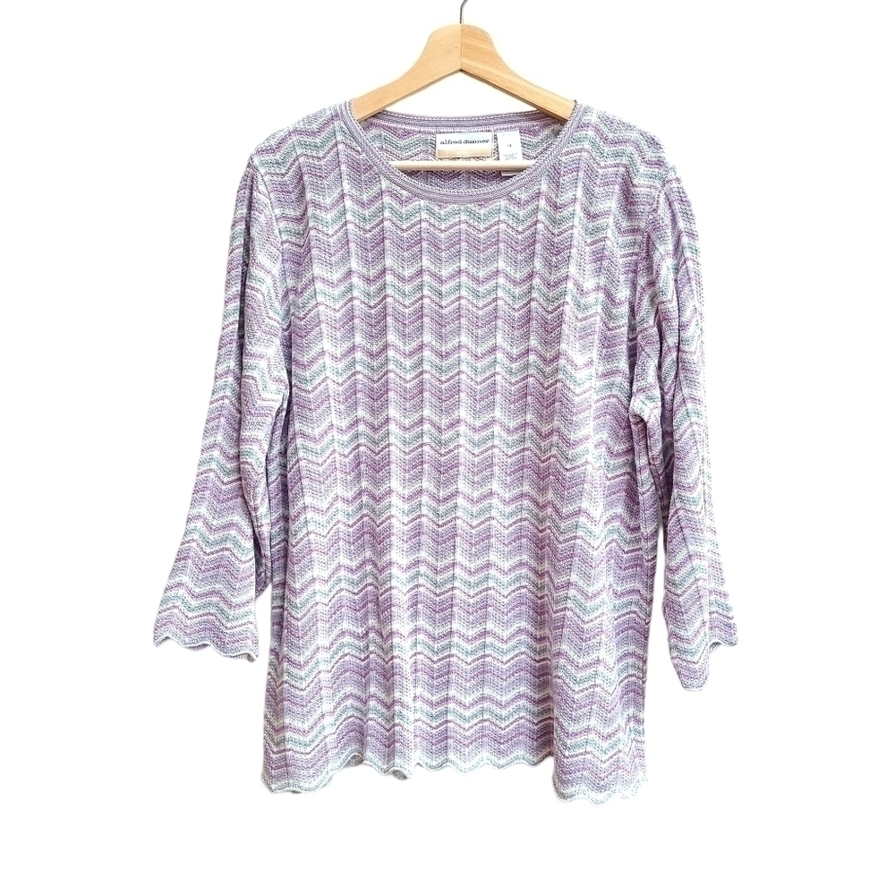 Alfred Dunner Long-sleeve Purple Gray Office Sweater, Casual, Size 1X